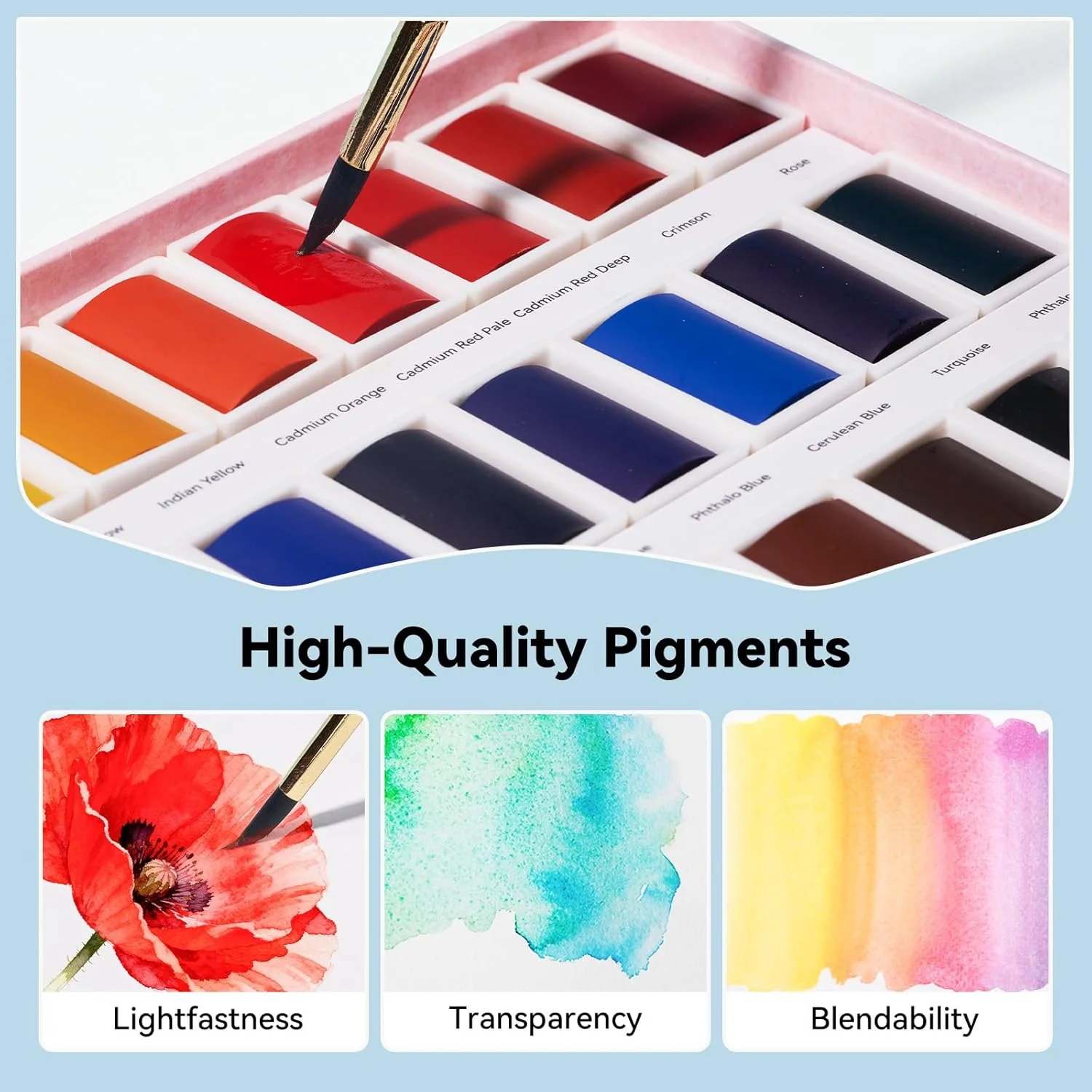 Arrtx 24 Colors Watercolor Paint Set Art Supplies Portable Painting Set - Image 6