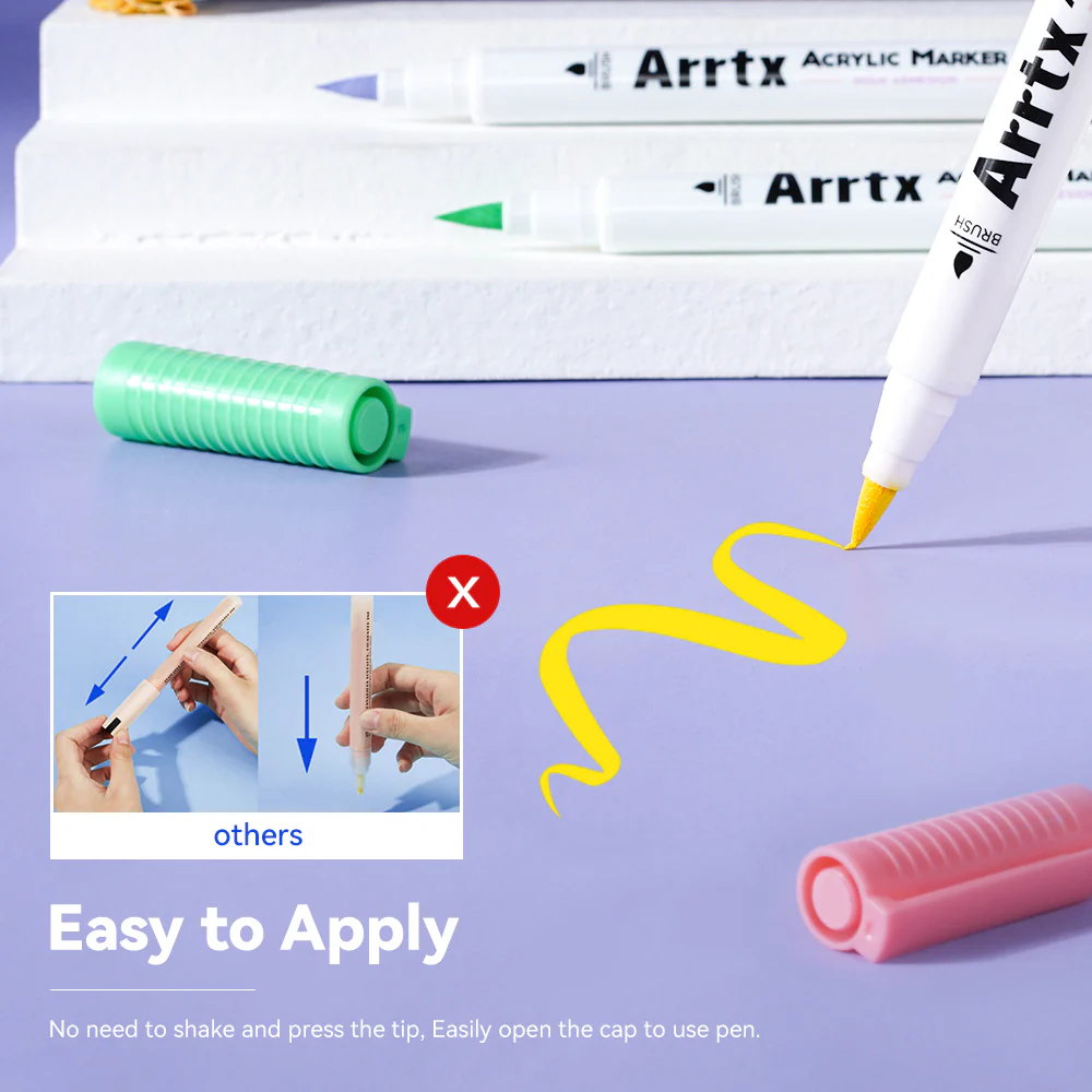 Arrtx 30A Colors Acrylic Markers Paint Pens Brush Tip - Image 4