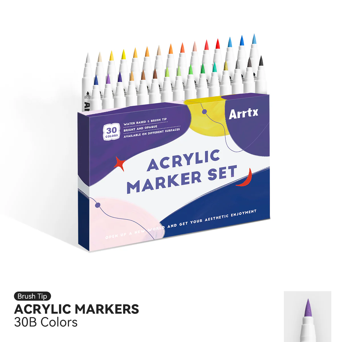 Arrtx 30B Colors Acrylic Paint Markers Paint Brushes - Image 13