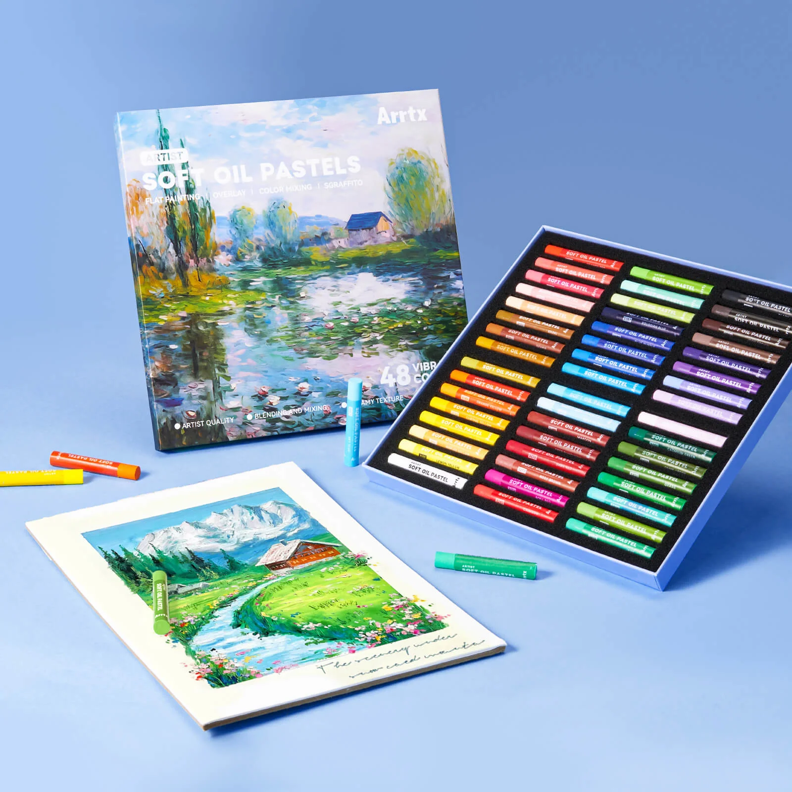 Arrtx 48 Colors Oil Pastels Smooth Drawing Pastel Set - Image 10