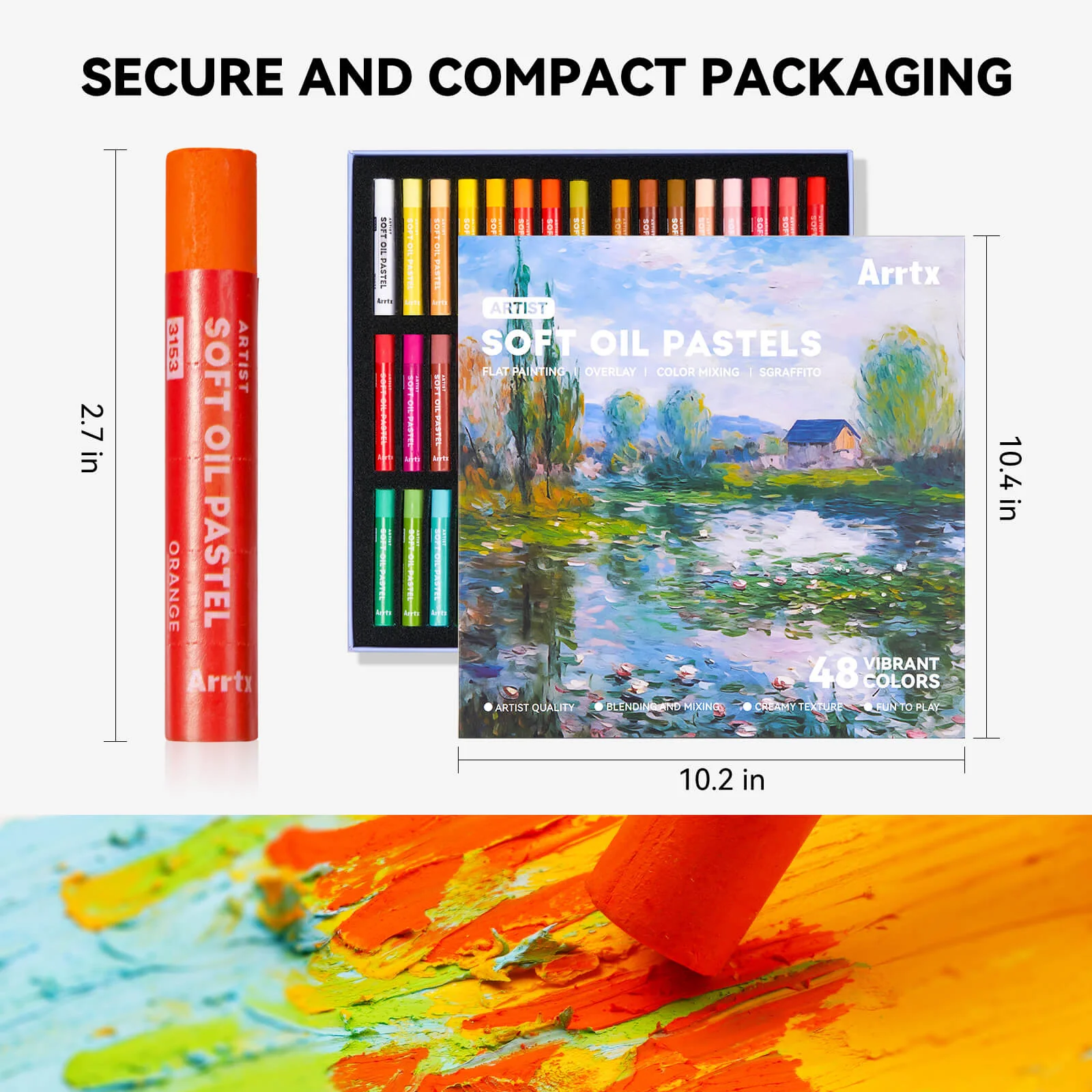 Arrtx 48 Colors Oil Pastels Smooth Drawing Pastel Set - Image 7