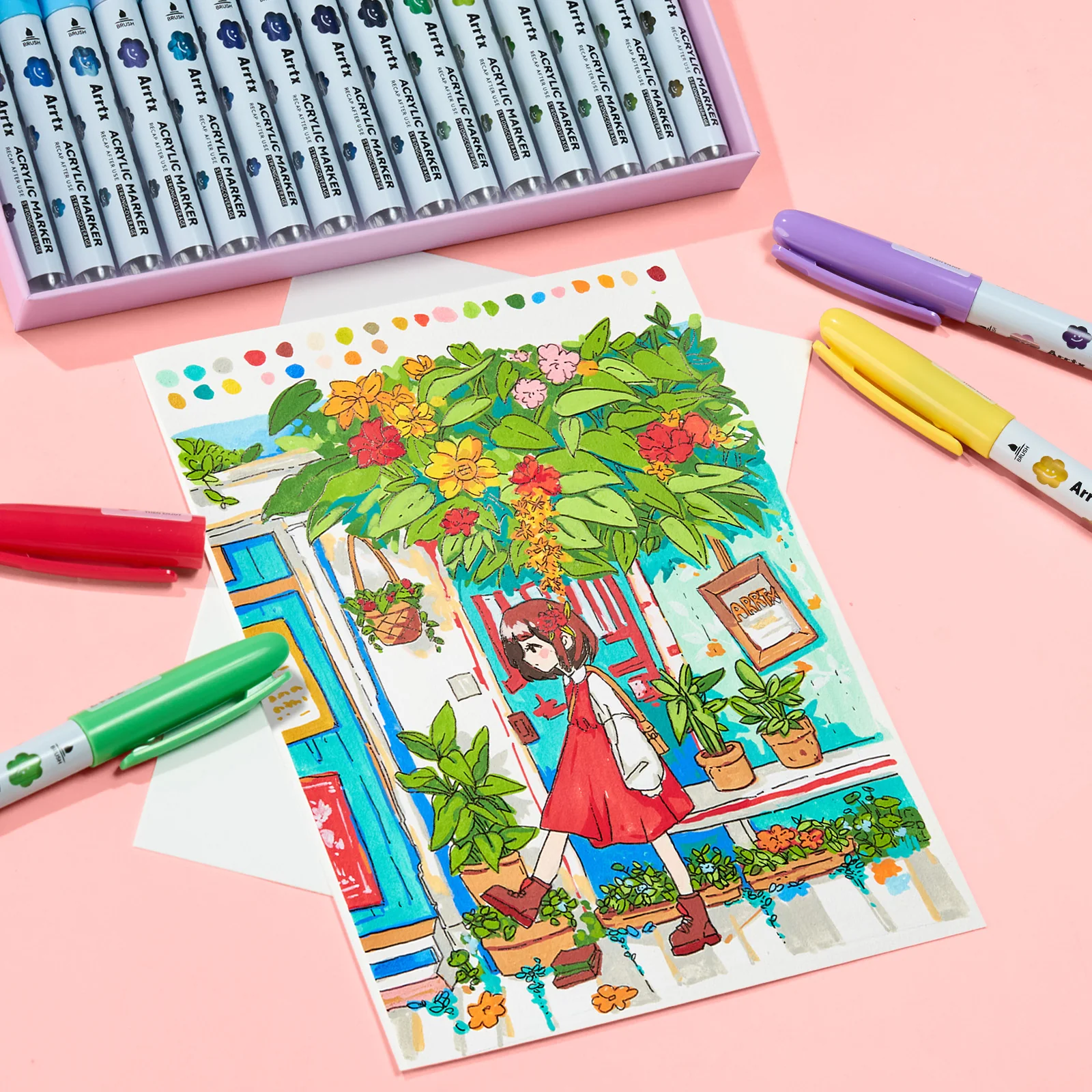 Arrtx 60 Colors Acrylic Markers Automatic Ink Control Direct Liquid Ink - Image 10