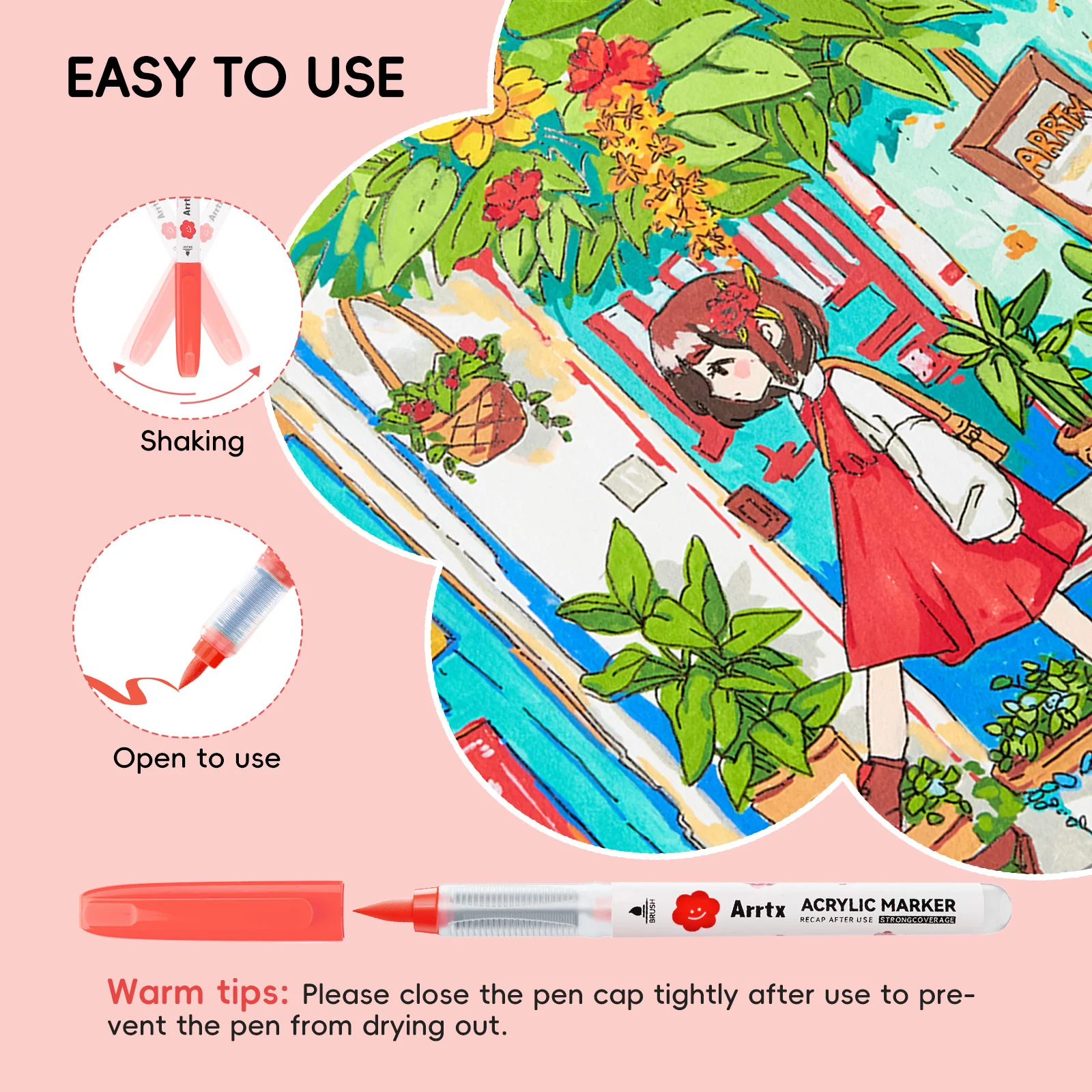 Arrtx 60 Colors Acrylic Markers Automatic Ink Control Direct Liquid Ink - Image 6
