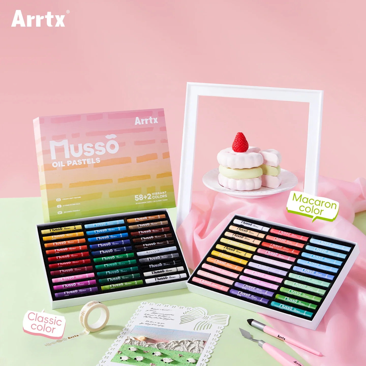 Arrtx 60 Colors Musso Oil Pastels Smooth Drawing Pastel Set - Image 6