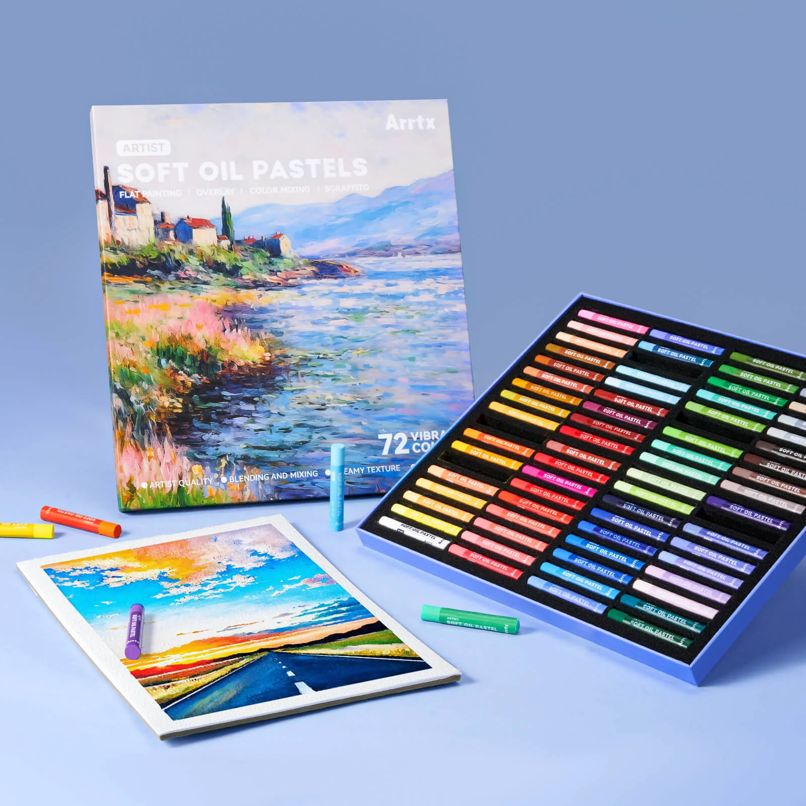 Arrtx 72 Colors Oil Pastels Smooth Drawing Pastel Set - Image 10
