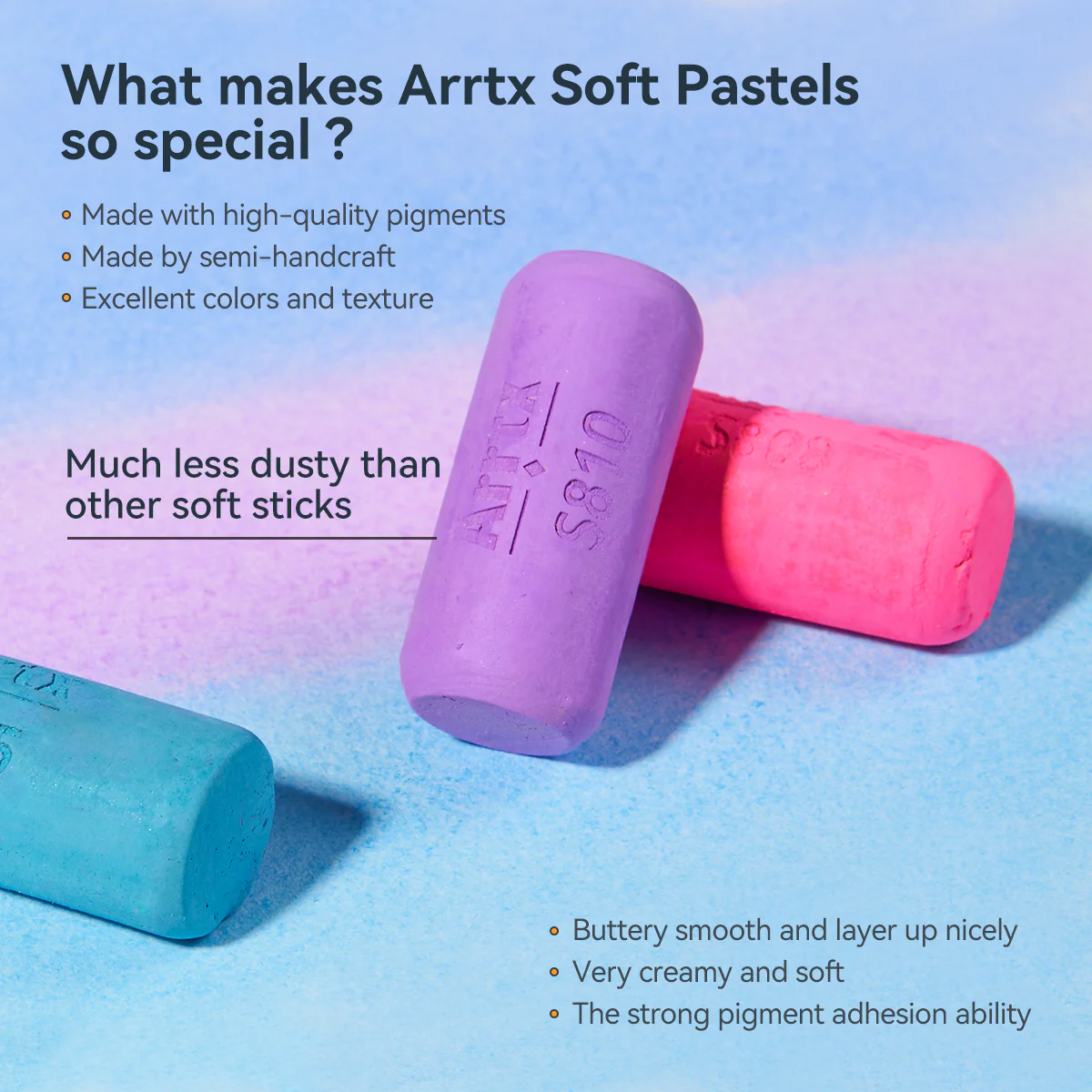 Arrtx 72 Colors Soft Pastels Set High Grade Colors - Image 3