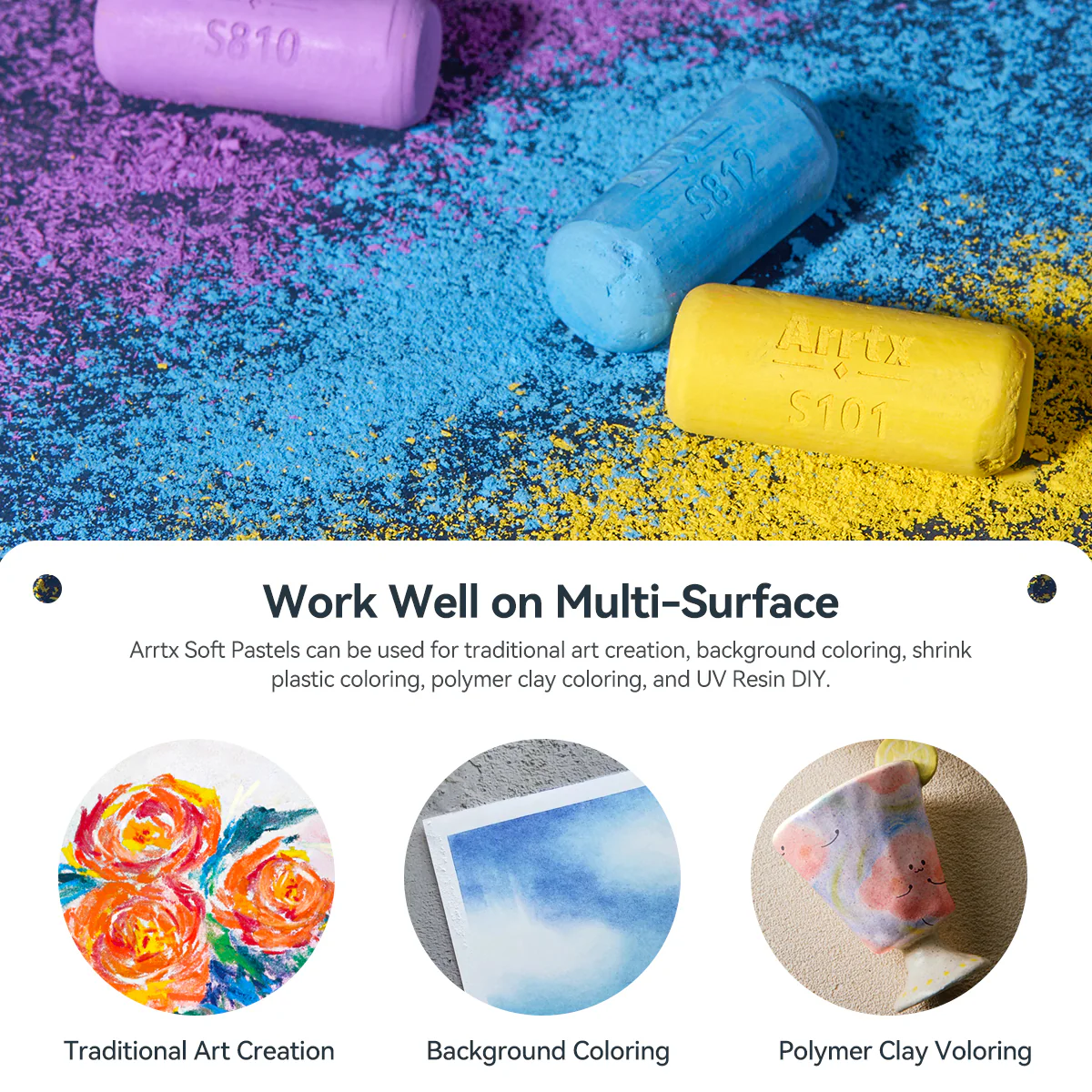 Arrtx 72 Colors Soft Pastels Set High Grade Colors - Image 6