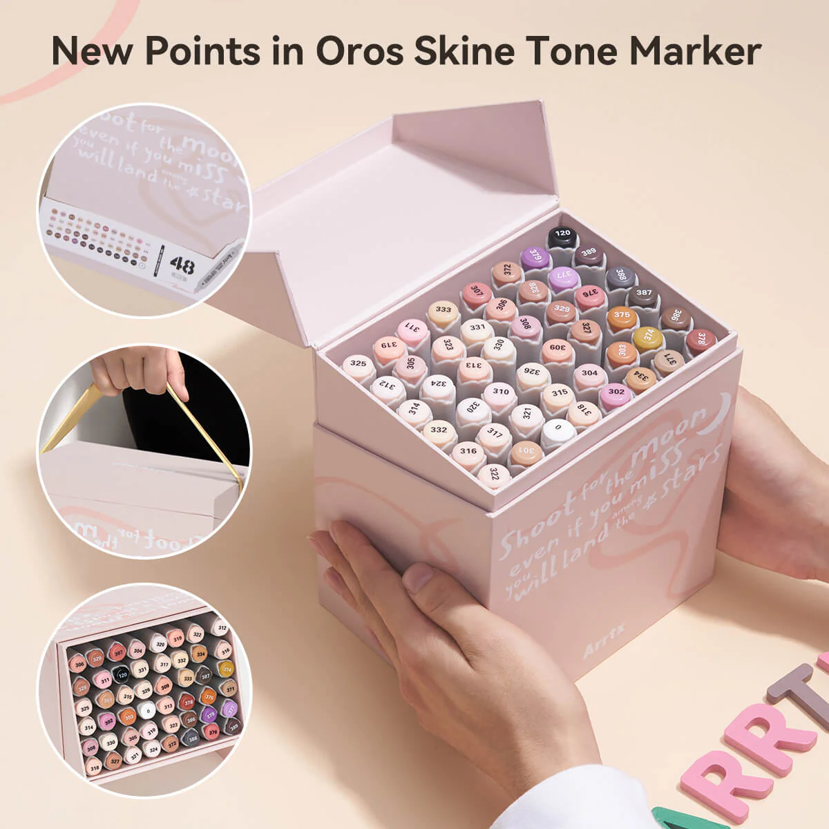 Arrtx OROS 48 Alcohol Markers Skin Tone Colors Paint Markers Dual Tip - Image 5