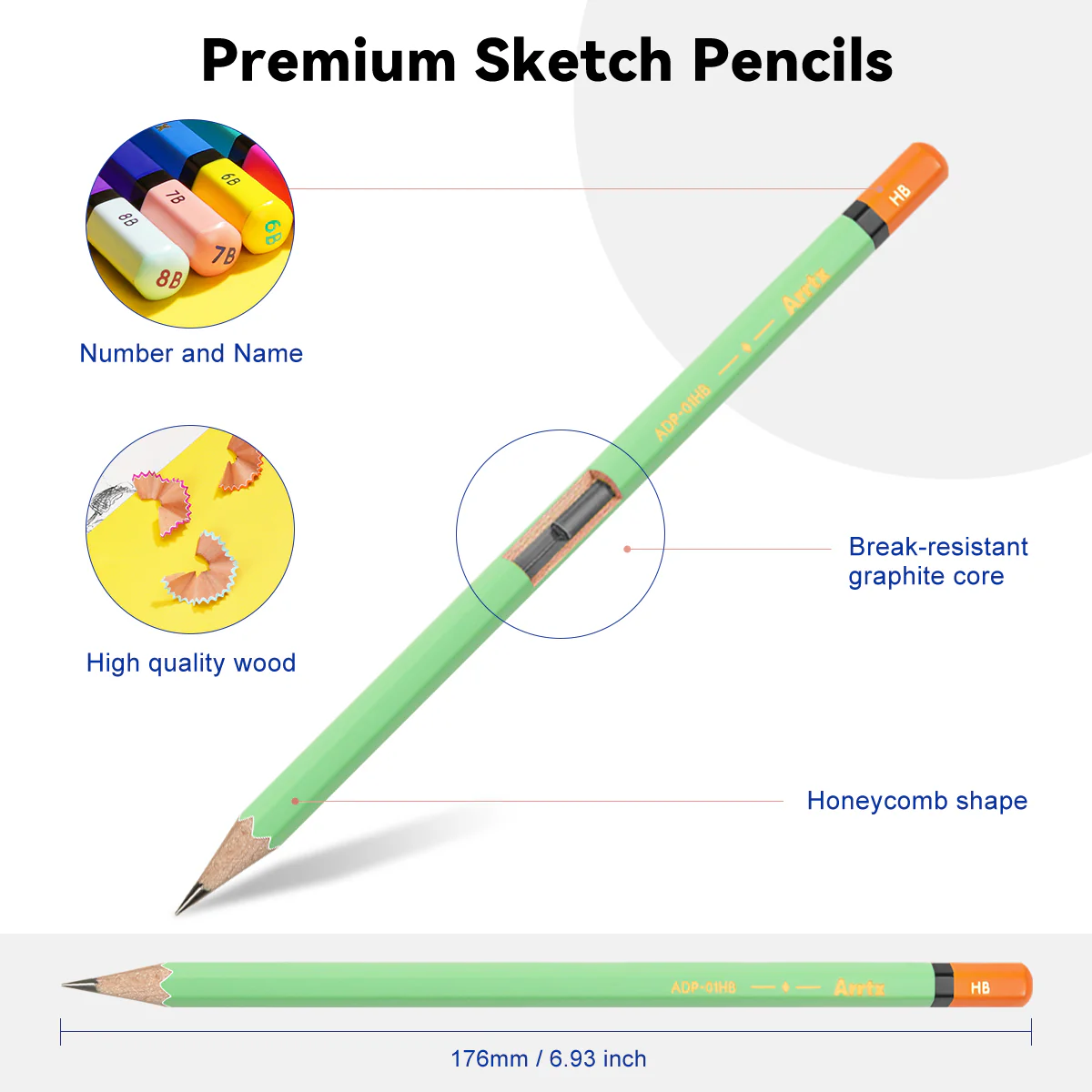 Arrtx Sketch Pencils 14 Pack #2 HB Art Drawing Pencils - Image 3