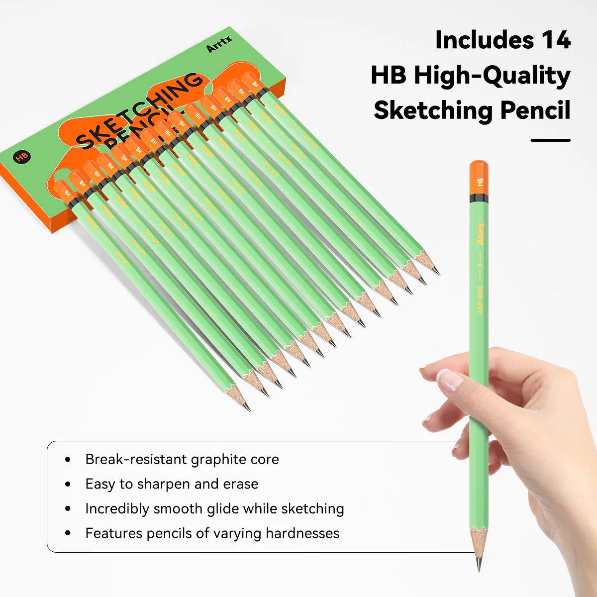 Arrtx Sketch Pencils 14 Pack #2 HB Art Drawing Pencils - Image 4
