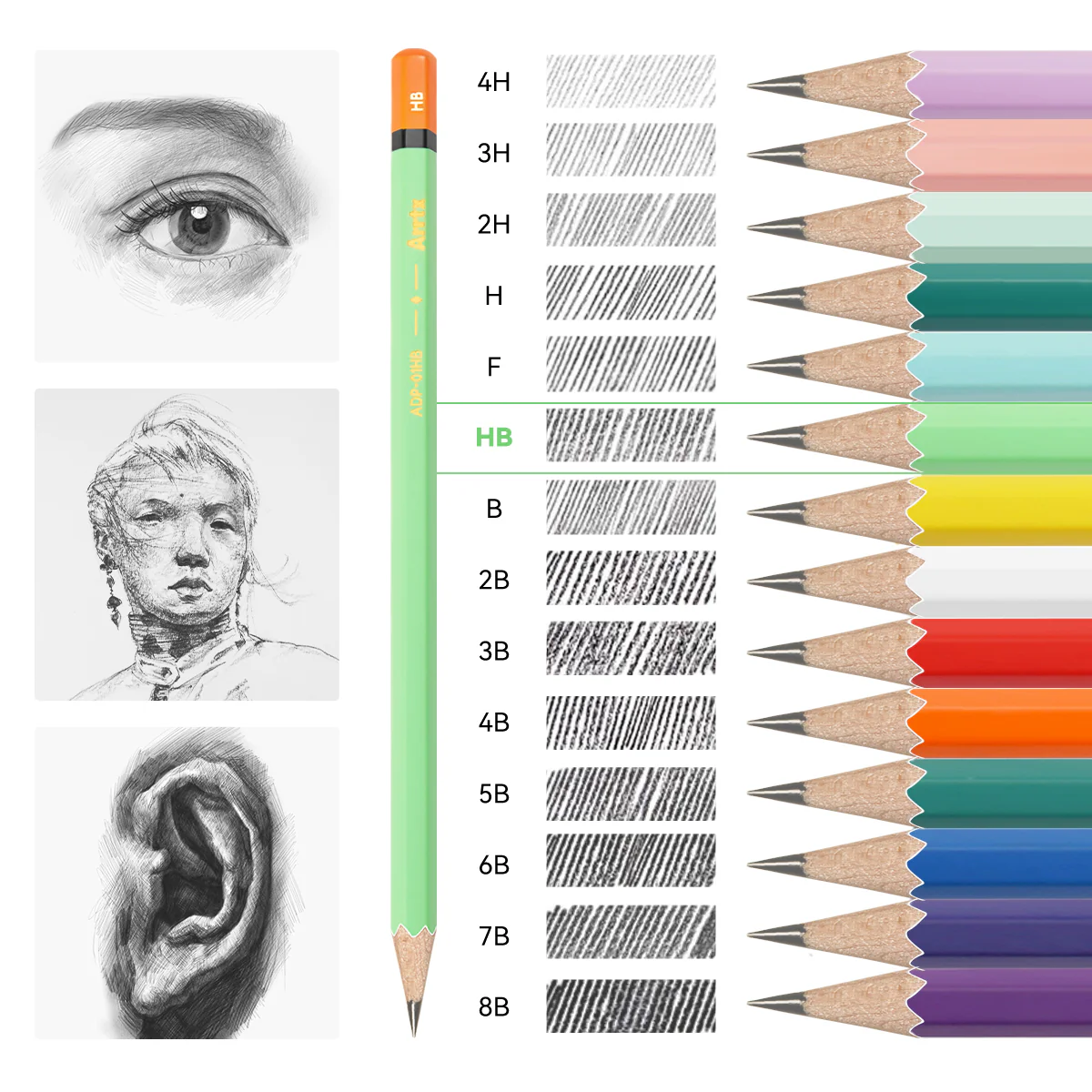 Arrtx Sketch Pencils 14 Pack #2 HB Art Drawing Pencils - Image 5