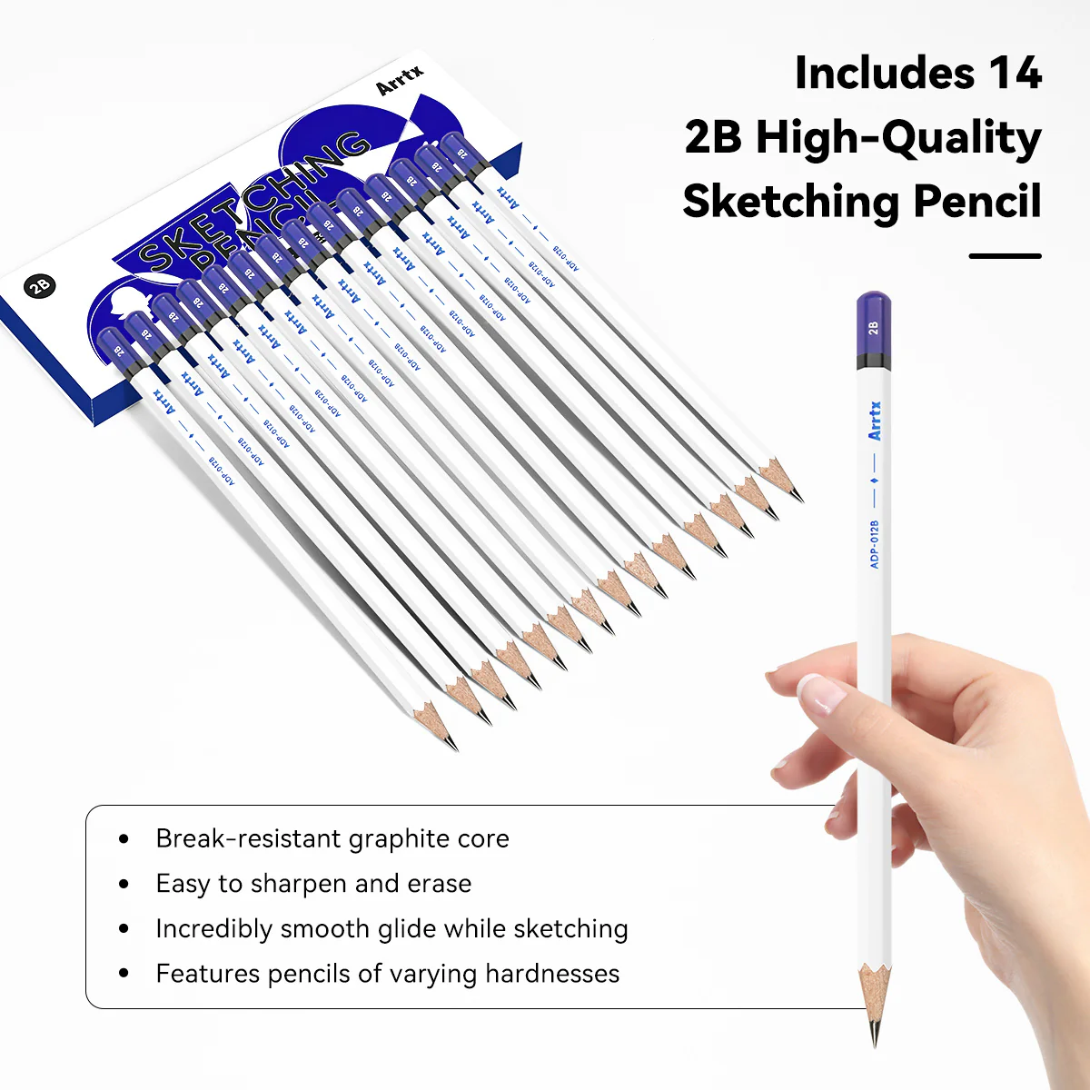 Arrtx Sketch Pencils 14 Pack 2B Drawing Pencils Set - Image 4