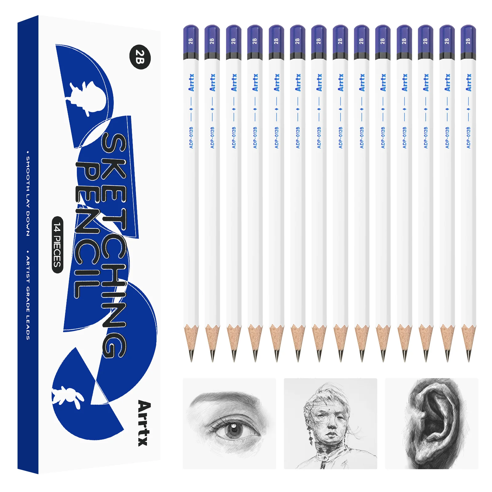 Arrtx Sketch Pencils 14 Pack 2B Drawing Pencils Set - Image 6