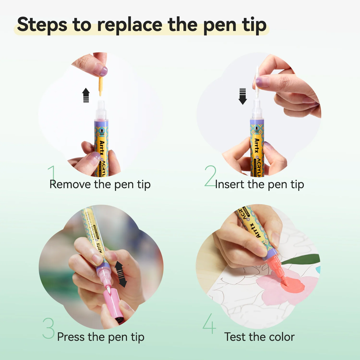 Arrtx Replacement Brush Tips Of 3mm Tip Valve Acrylic Marker Series - Image 3