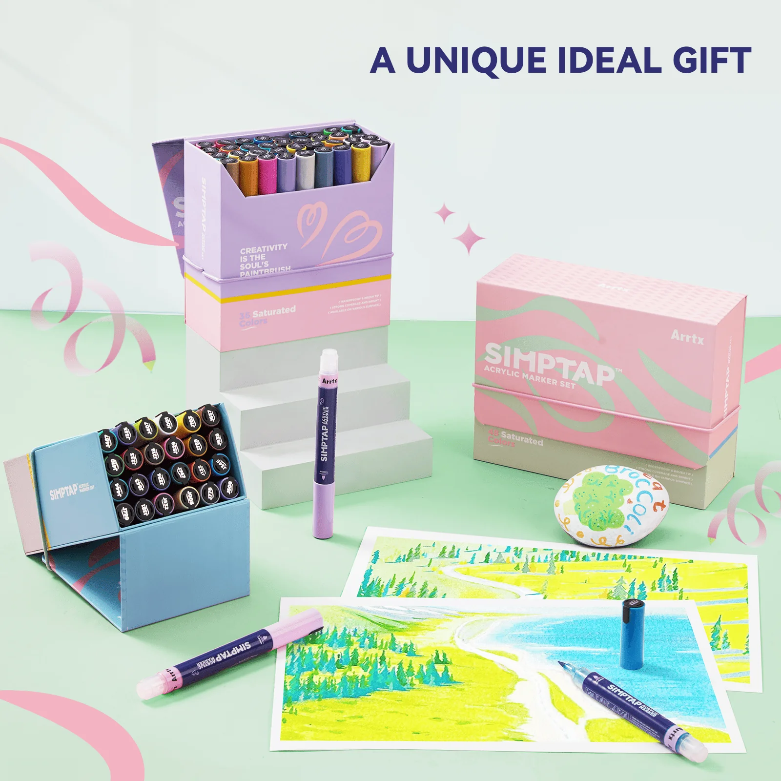 Arrtx Simptap Acrylic Markers 48 Colors Top Valve Action Paint Markers - Image 9