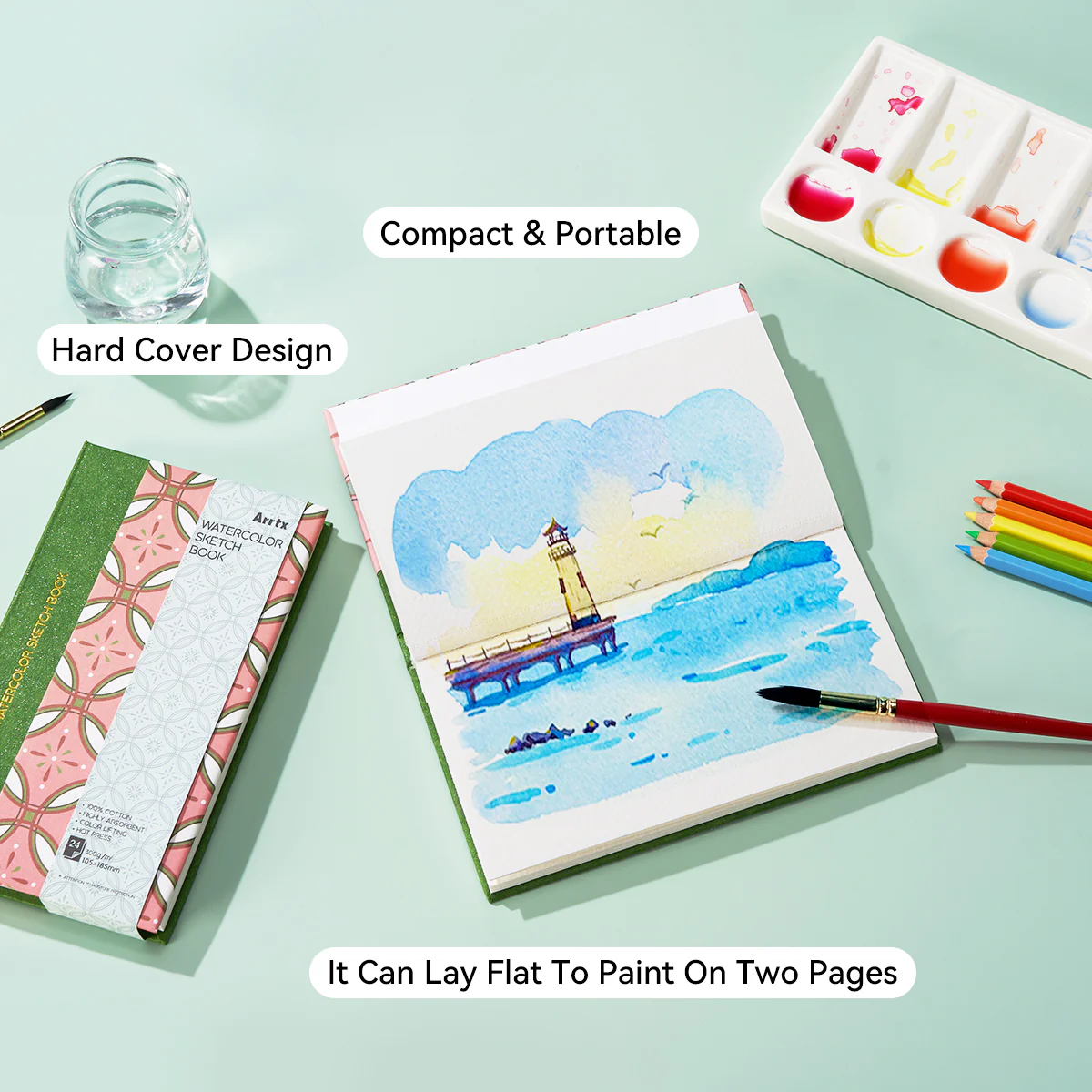 Arrtx Watercolor Sketchbook 4.13"x7.28" Artist Paper Journal - Image 3