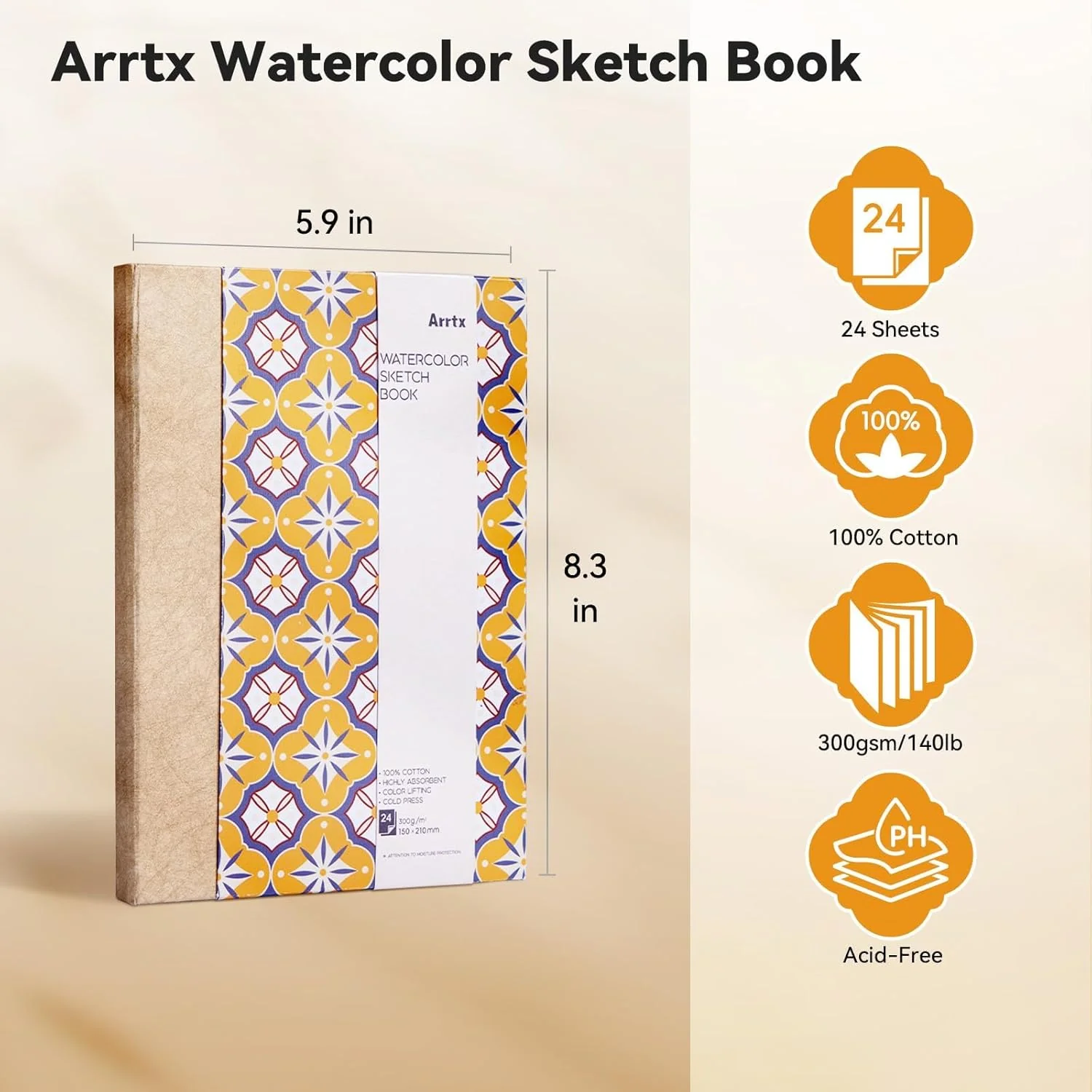 Arrtx Watercolor Sketchbook 8.27x5.98'' 100% Cotton Paper - Image 8