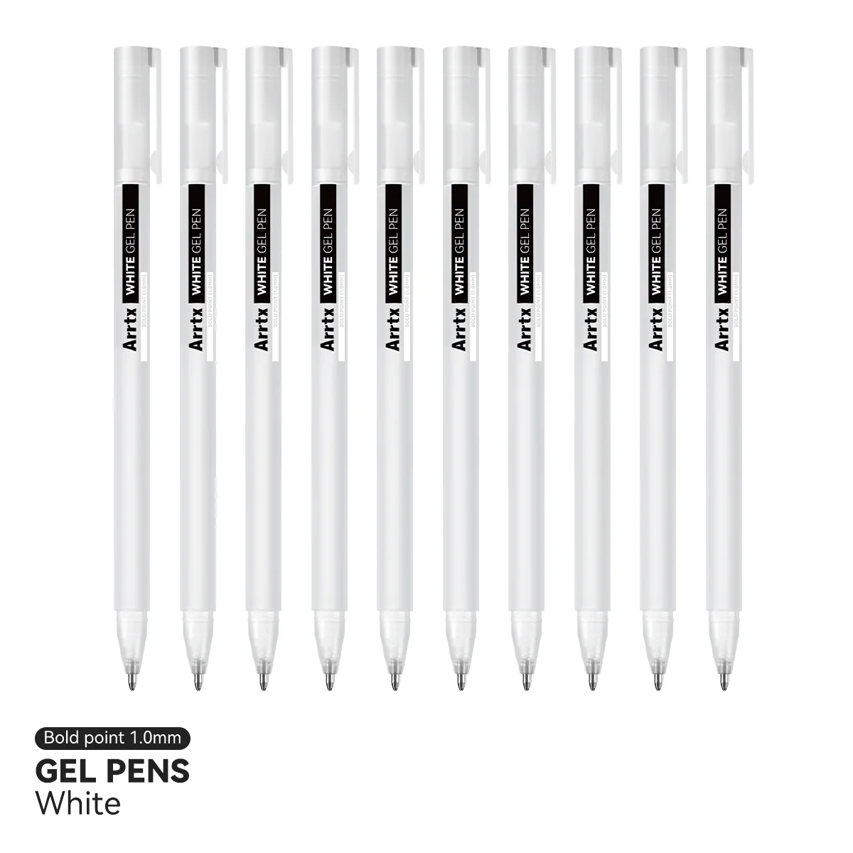 Arrtx Gel Pens 10 Pack White Color Large Capacity Ink Pens