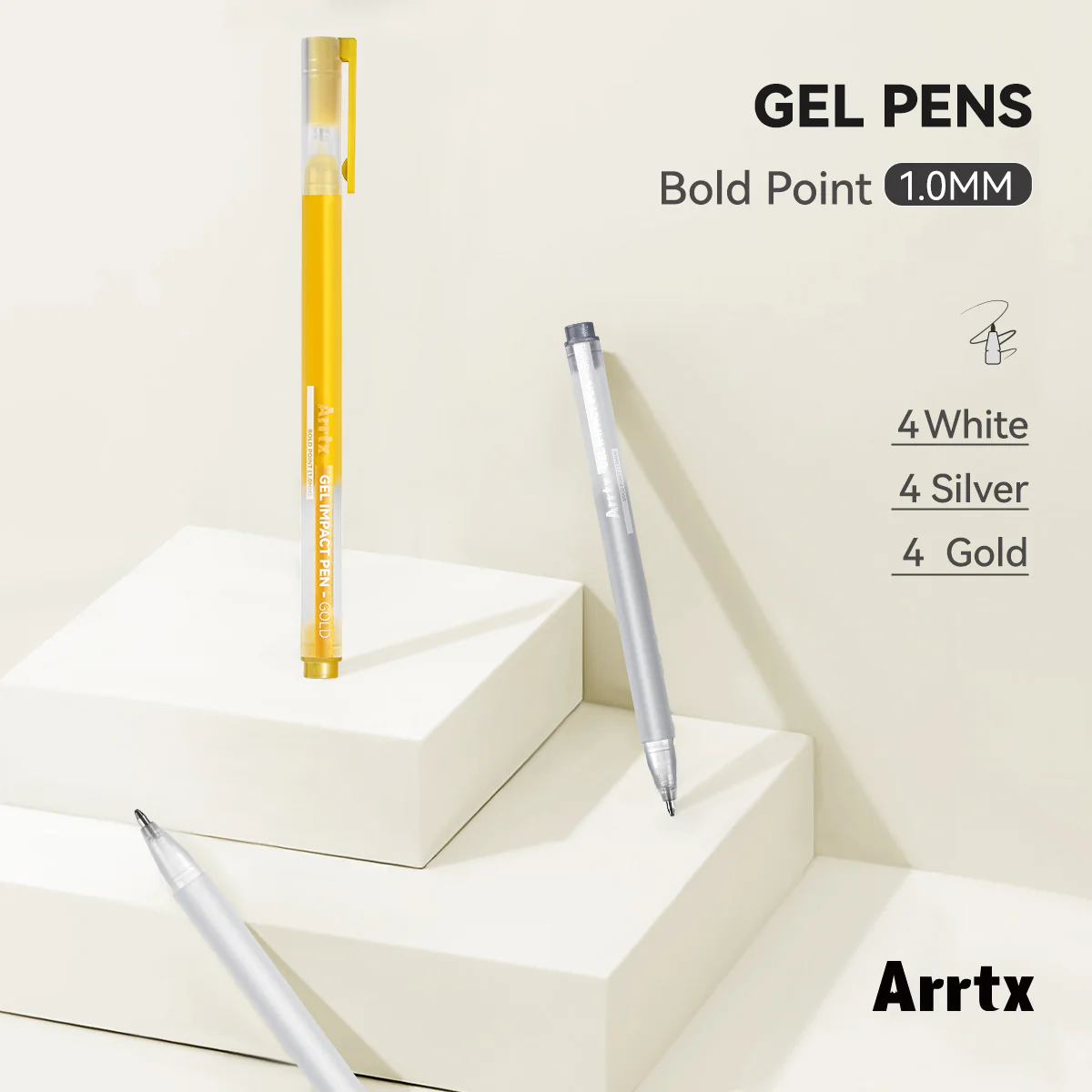 Arrtx Gel Pens 12 Pack 3 Color Bold Point Opaque Gel Ink Pens - Image 4